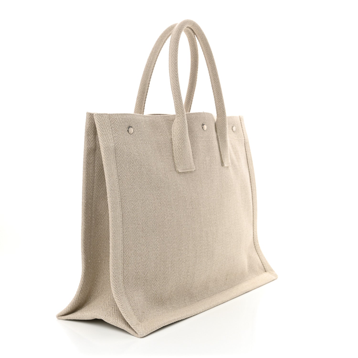 Saint Laurent Cotton Linen Rive Gauche Tote Light Shell 3 of 10