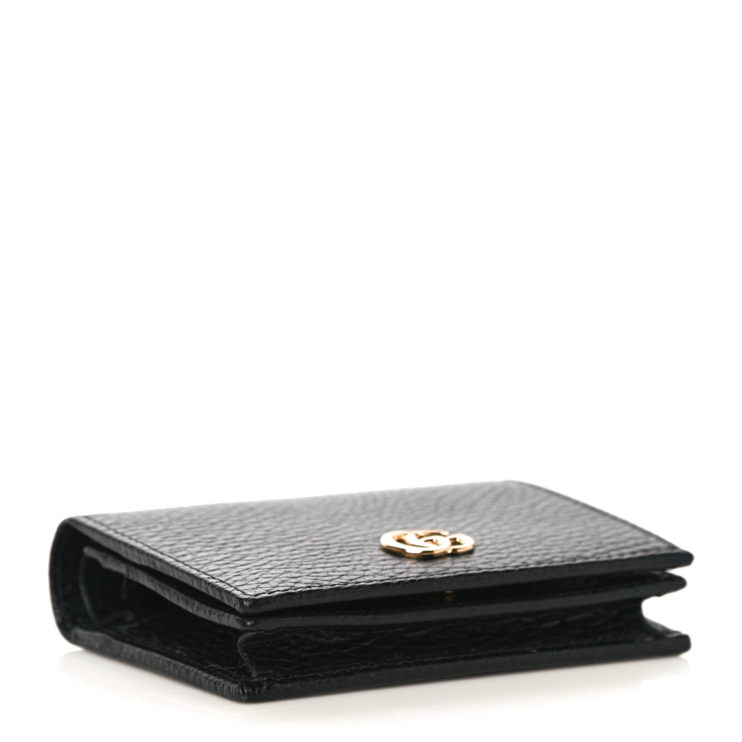 Pebbled Calfskin GG Marmont Card Case Black