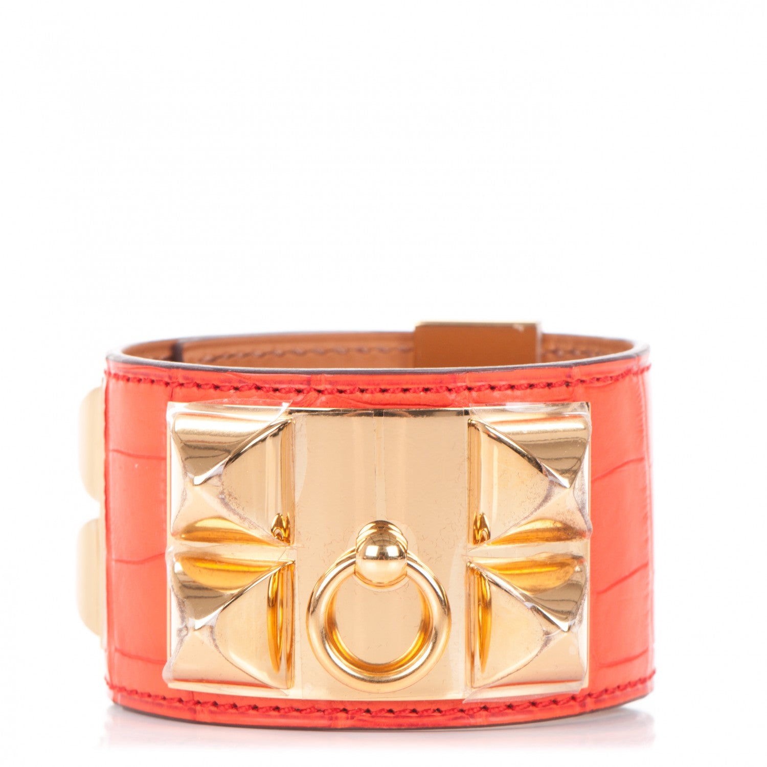 Hermes Matte Alligator Collier De Chien CDC Bracelet S Poppy 1 of 7