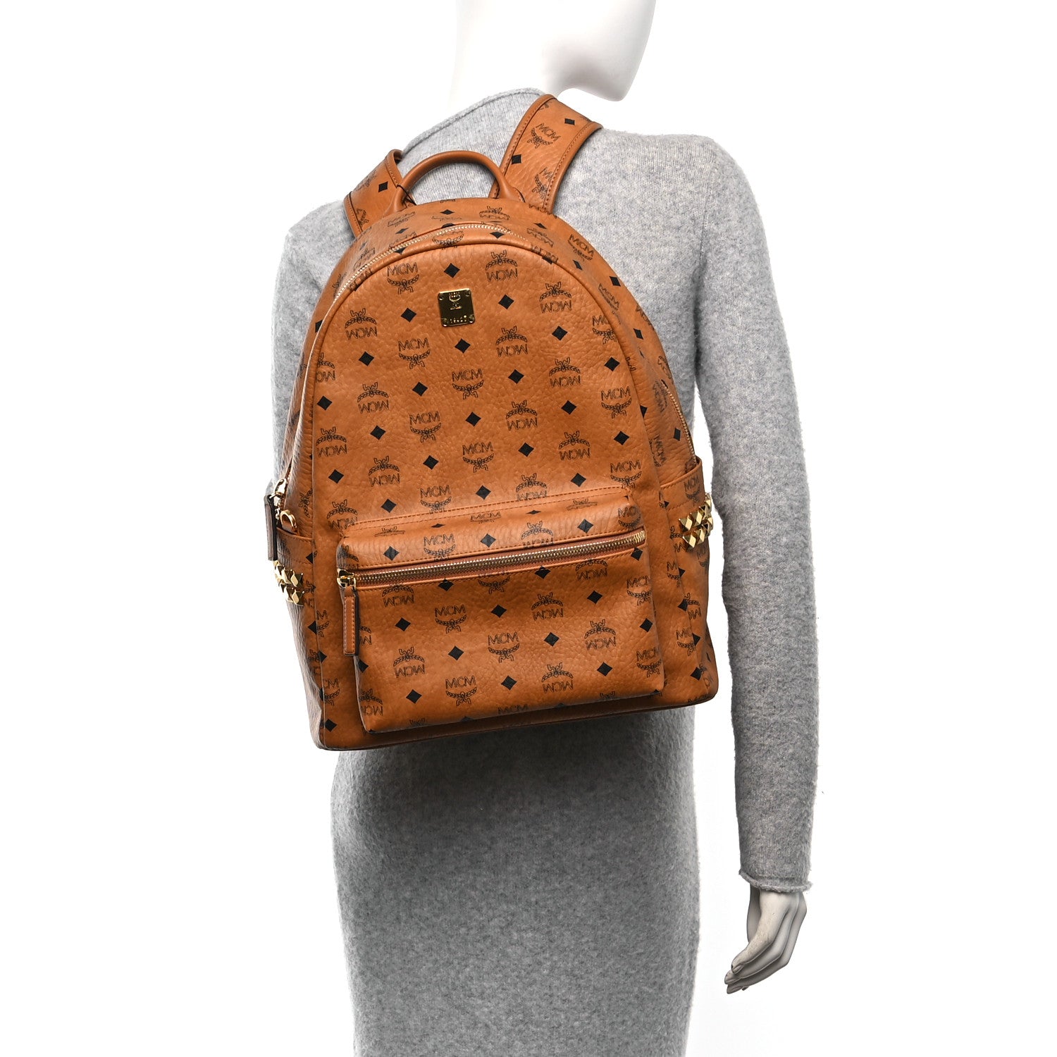 MCM Visetos Medium Side Studs Stark Backpack Cognac 2 of 9