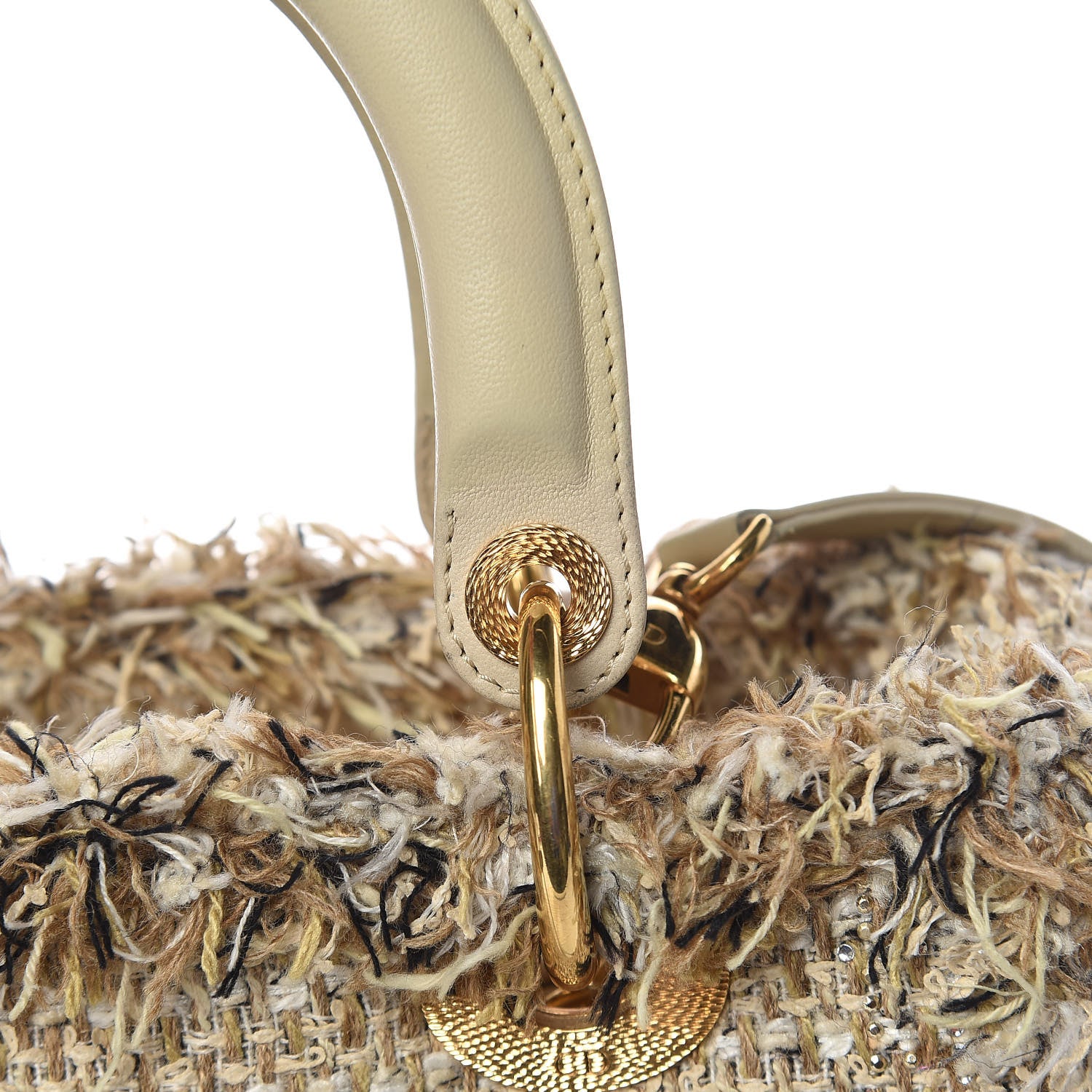 Christian Dior Tweed Crystal Fringe Medium Lady Dior Beige 14 of 18
