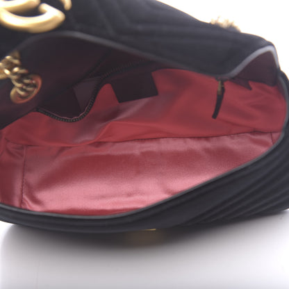 Gucci Velvet Matelasse Small GG Marmont Shoulder Bag Black 5 of 10