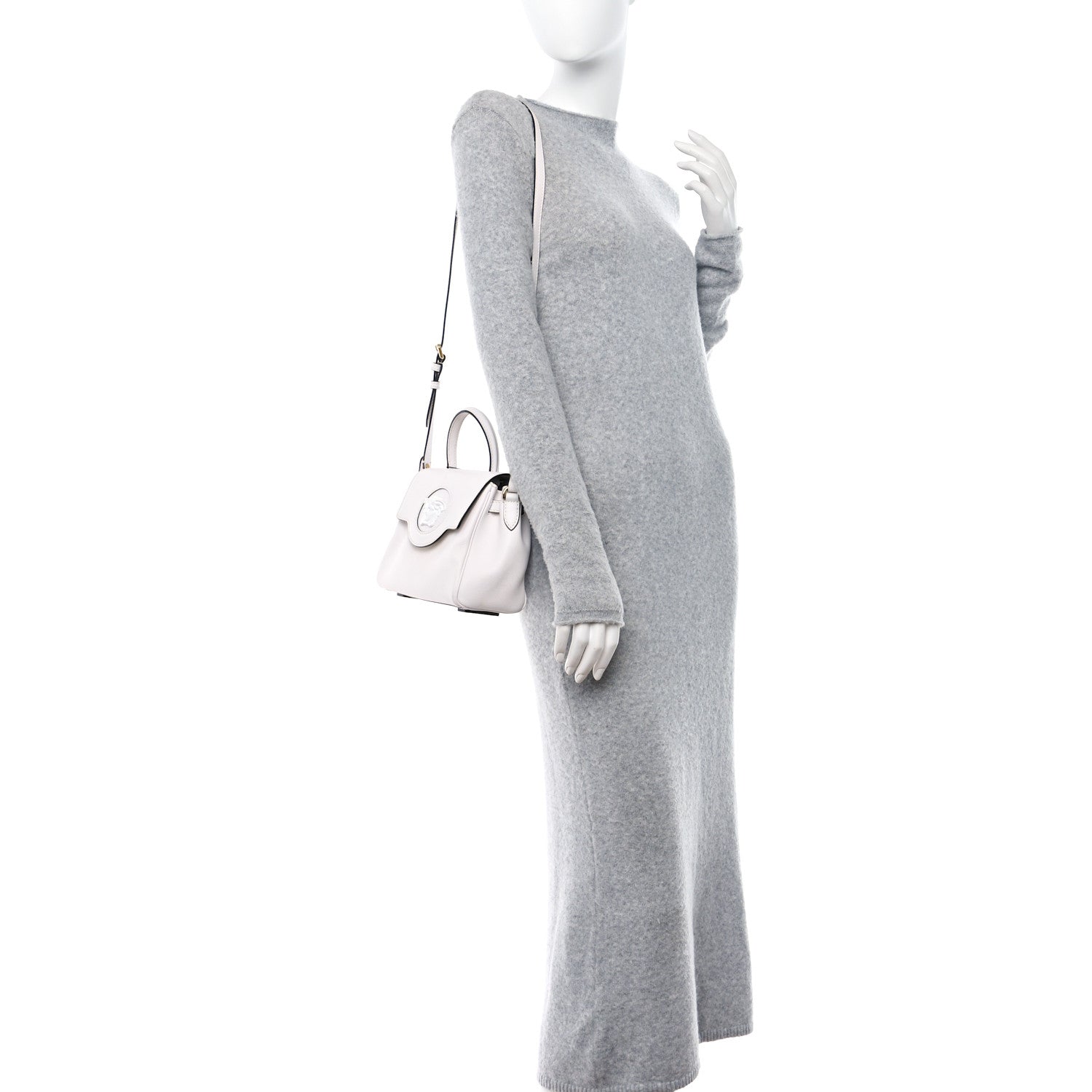 Versace Grained Calfskin Small La Medusa Top Handle Bag White 2 of 11