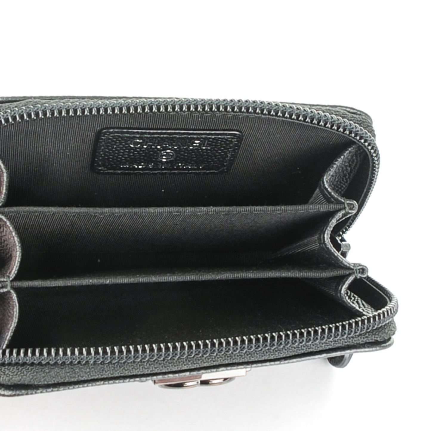 Caviar Quilted Boy Zip Around Coin Purse Wallet So Black
