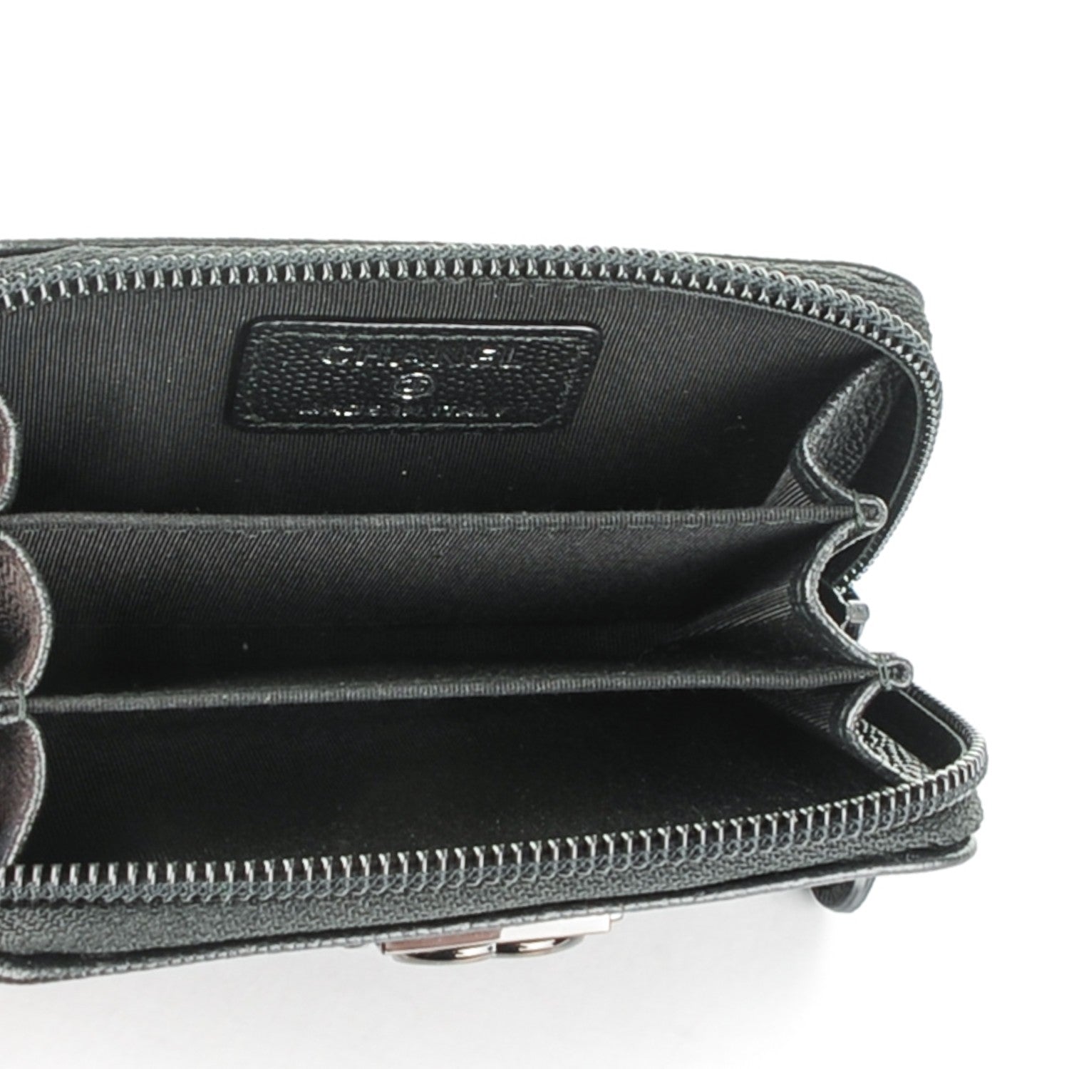 Chanel Caviar Quilted Boy Zip Around Coin Purse Wallet So Black 5 of 7