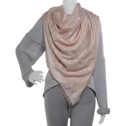 Louis Vuitton Silk Wool Monogram Denim Shawl Rose 2 of 5