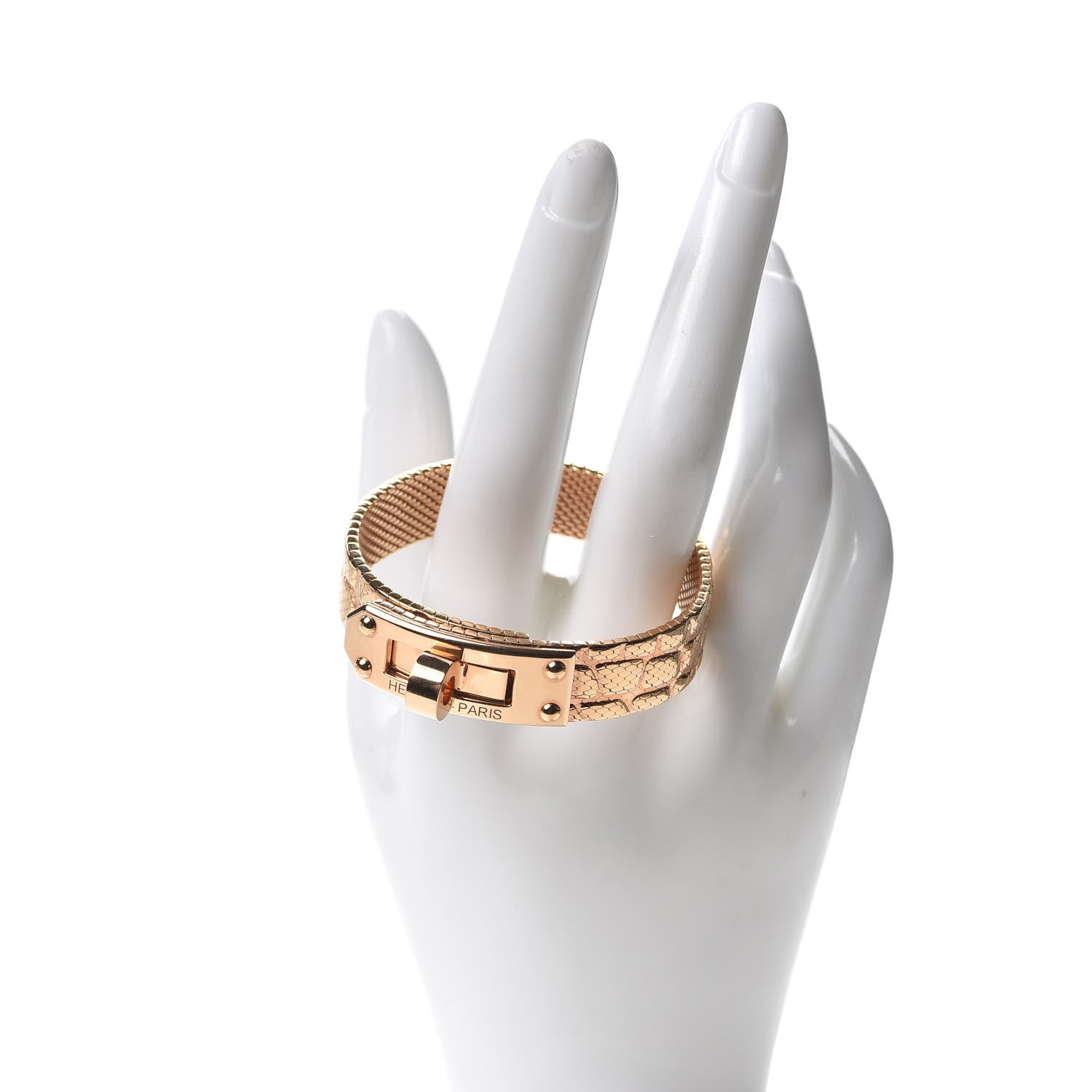 Hermes 18K Rose Gold MM Kelly Milanese Bracelet SH 2 of 6