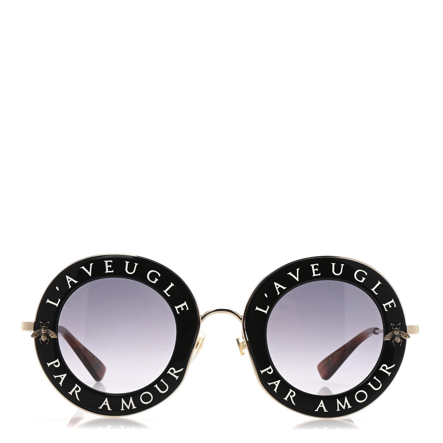 Metal L'Aveugle Par Amour Round Frame Sunglasses GG0113S Black