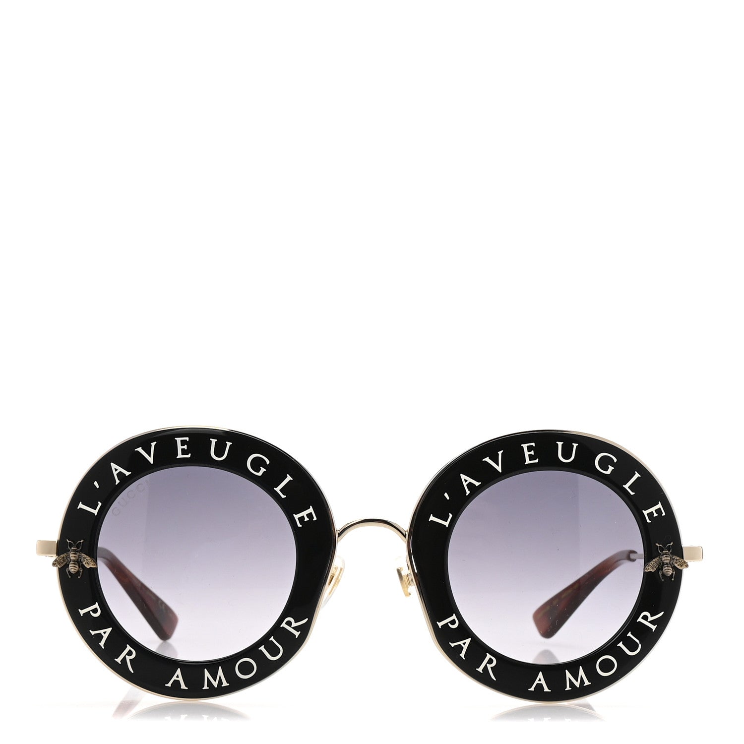Gucci Metal L'Aveugle Par Amour Round Frame Sunglasses GG0113S Black 2 of 8