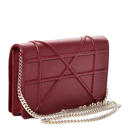 Christian Dior Grained Calfskin Diorama Wallet on Chain Pouch Burgundy 3 of 12