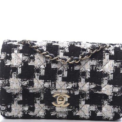 Chanel Tweed Quilted Mini Rectangular Flap Black Ecru White 10 of 11