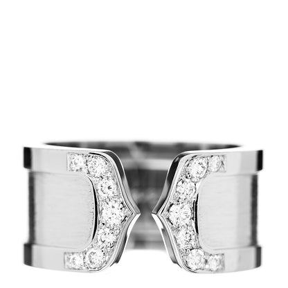 Cartier 18K White Gold Diamond 10mm Logo De Ring 52 6 1 of 4