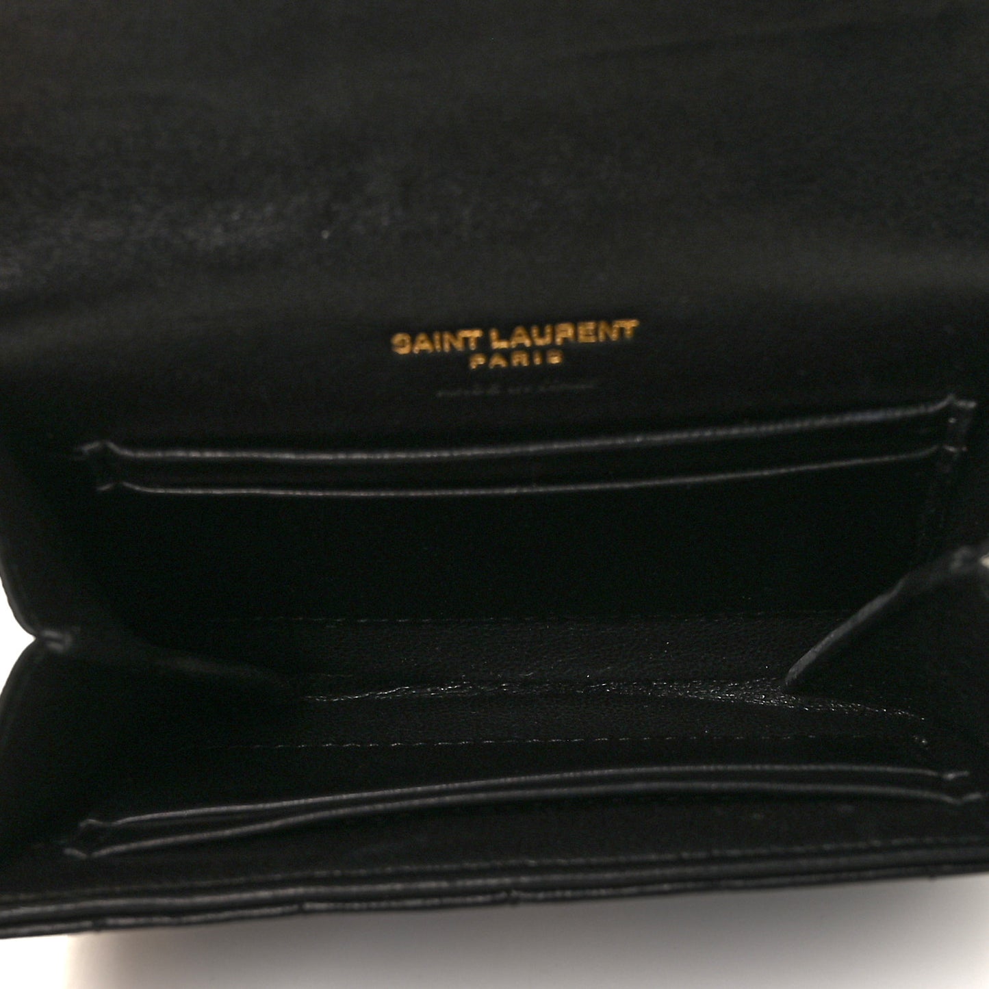 Lambskin Matelasse Monogram Vicky Tri-Fold Wallet Black