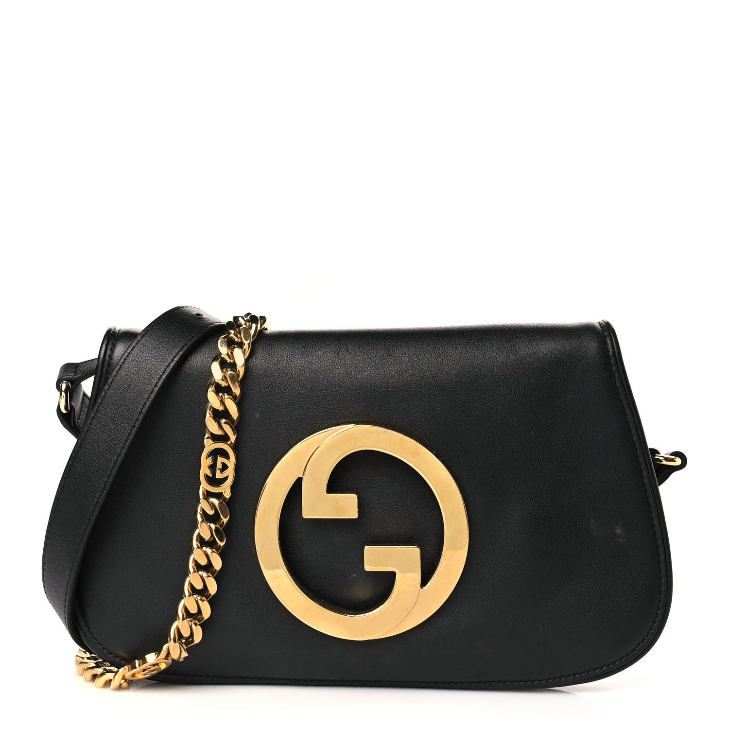 Gucci Roxy Calfskin Blondie Chain Shoulder Flap Bag Black 1 of 10