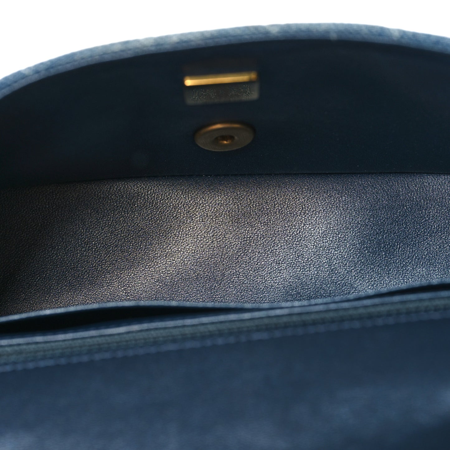 Washed Denim Quilted Mini Rectangular Flap Blue