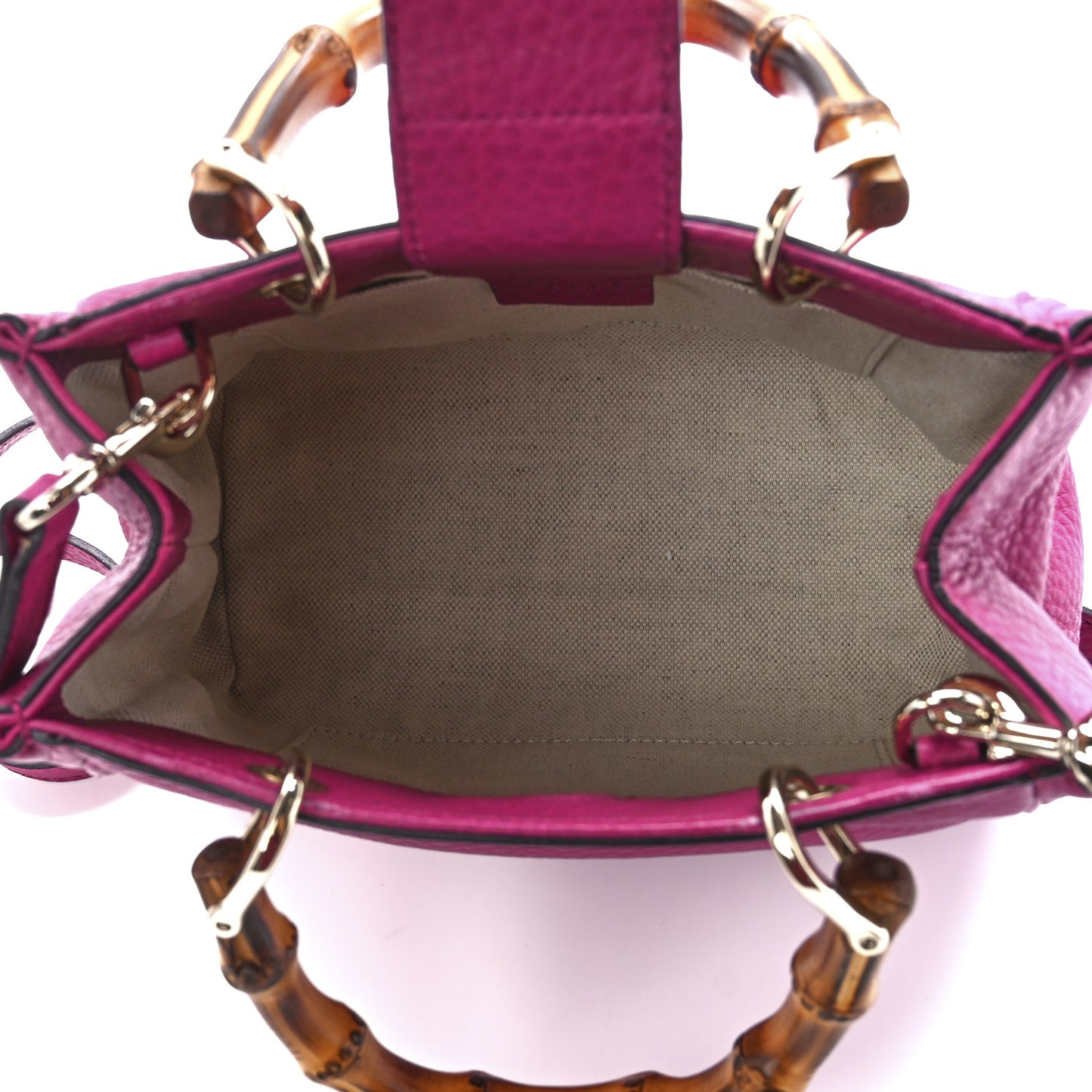 Pebbled Calfskin Mini Bamboo Shopper Tote Bright Bougainvillea