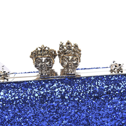 Alexander McQueen PVC Glitter Queen and King Skull Box Chain Clutch North Blue 8 of 10