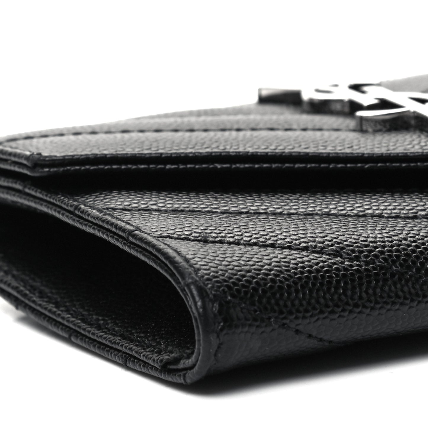 Grain De Poudre Matelasse Chevron Small Monogram Envelope Wallet Black
