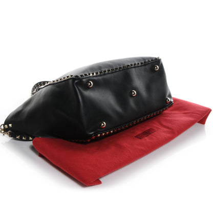Valentino Garavani Vitello Medium Rockstud Tote Black 5 of 9