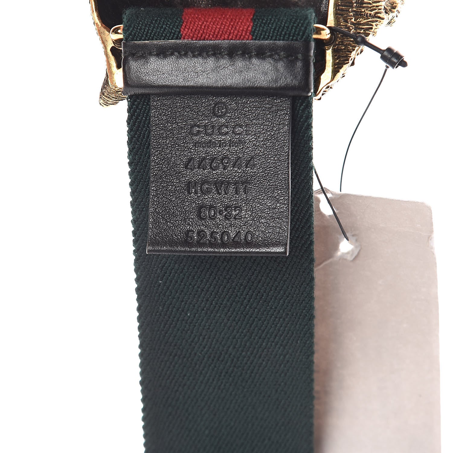Gucci Web Feline Buckle Belt 80 32 Green Red 3 of 3