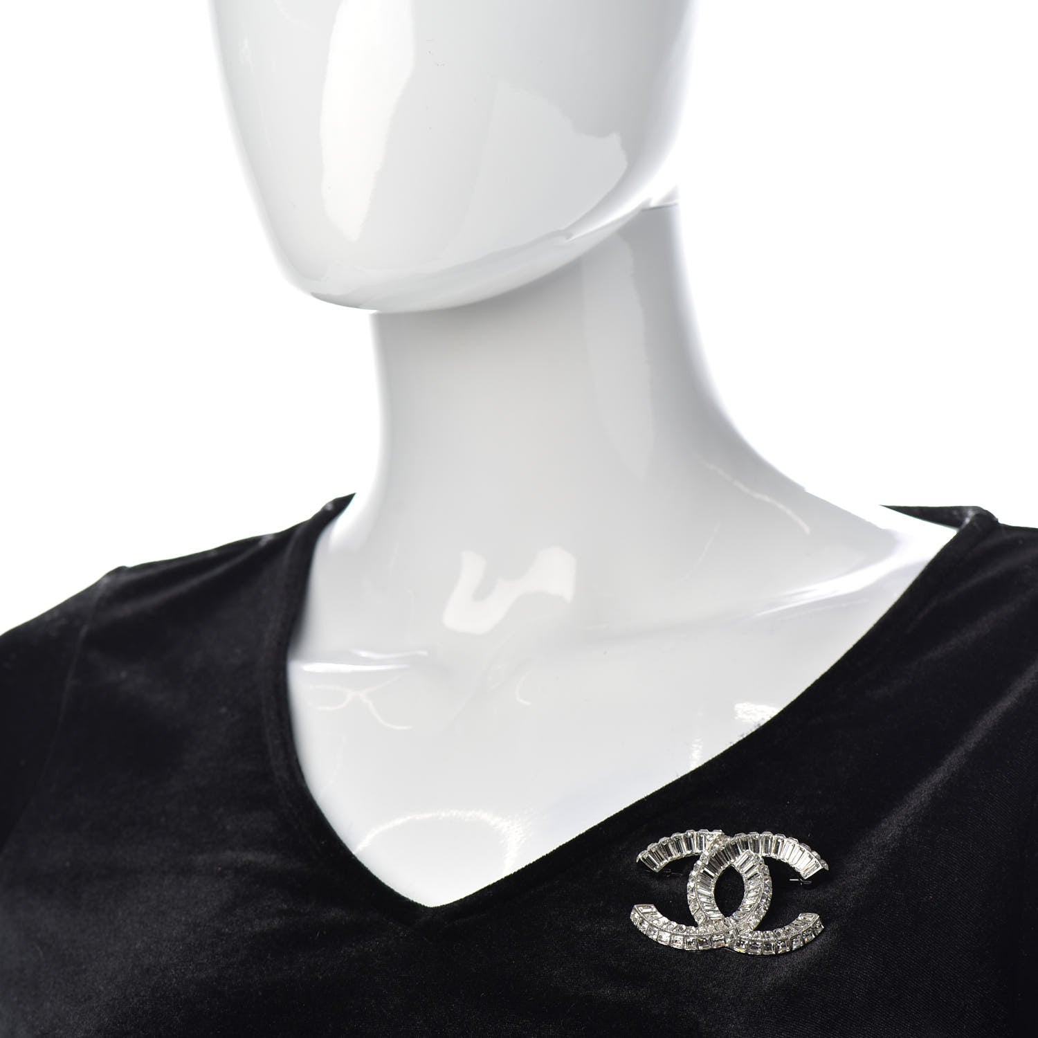 Chanel Baguette Crystal CC Brooch Silver 2 of 4