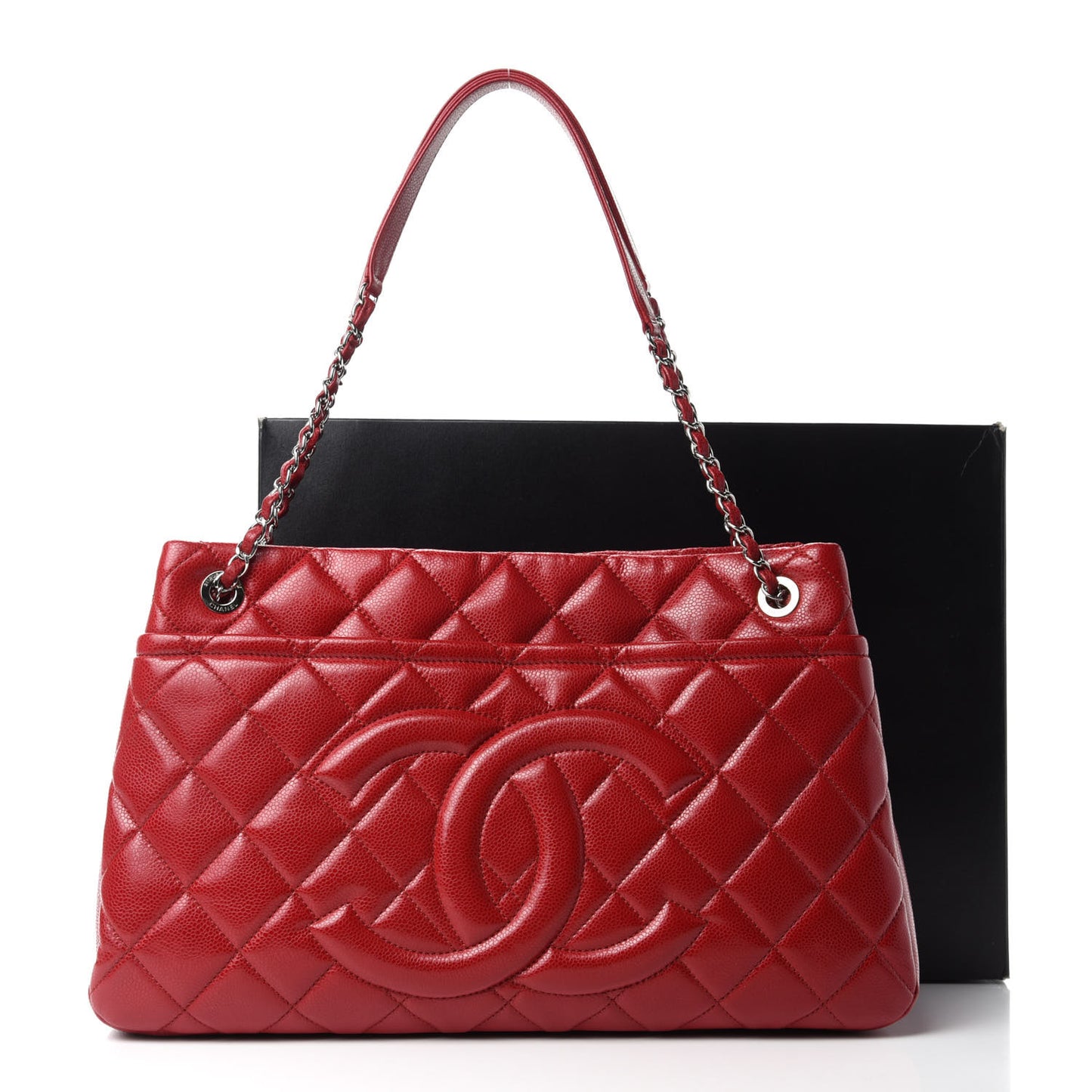 Caviar Quilted Timeless CC Soft Tote Red