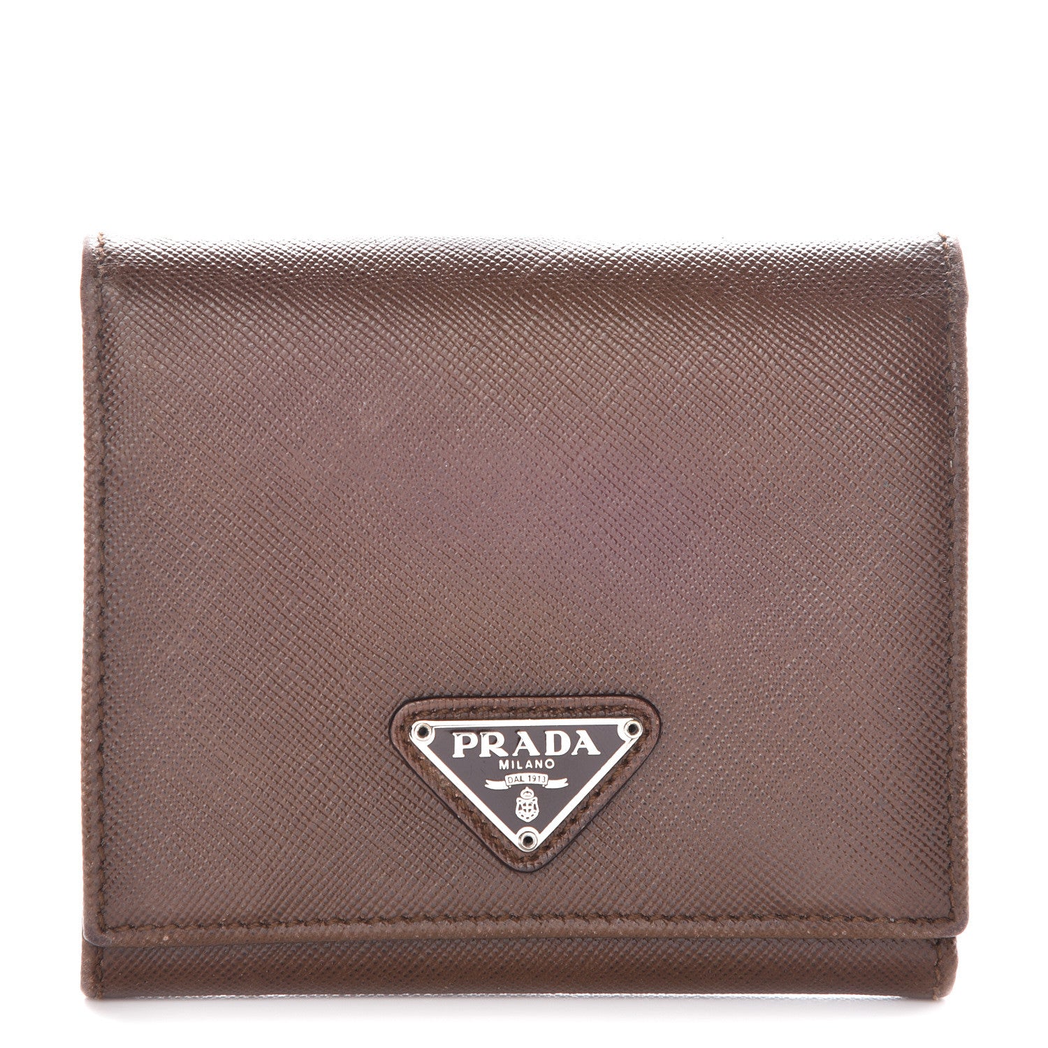 Prada Saffiano Tri-Fold Compact Wallet Cacao 1 of 14
