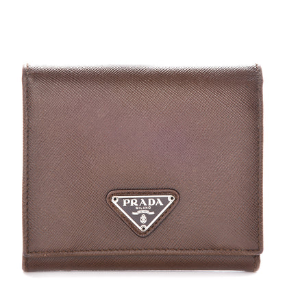 Prada Saffiano Tri-Fold Compact Wallet Cacao 1 of 14
