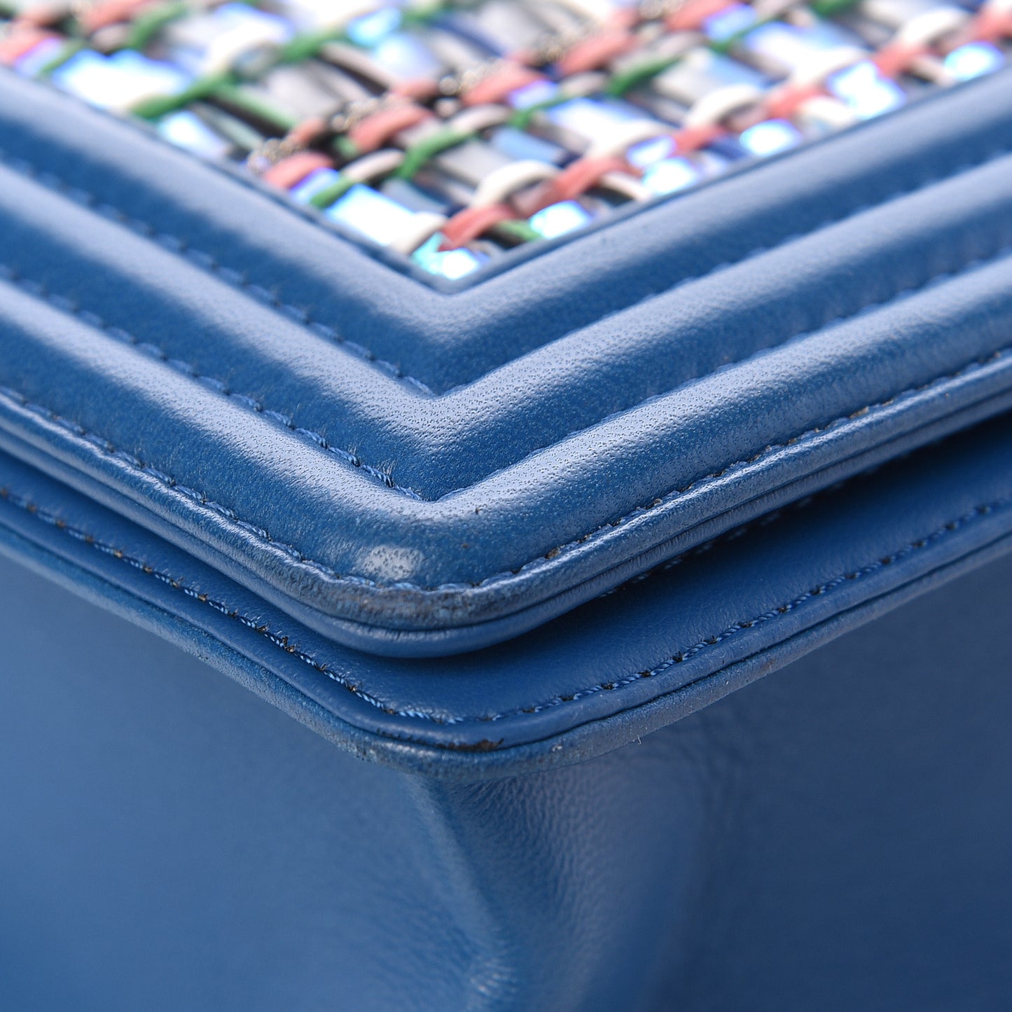 PVC Thread Woven Medium Boy Flap Dark Blue