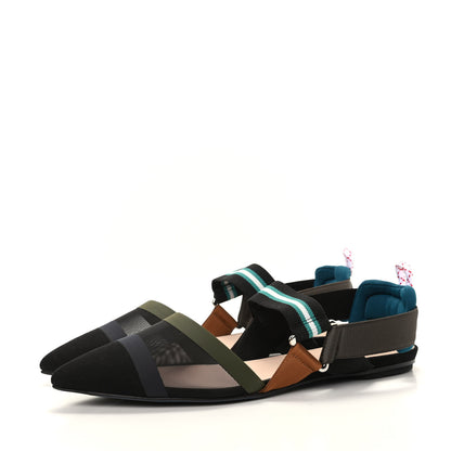 Fendi Technical Mesh Colibri Slingback Ballerina Flats 38.5 Green Multicolor 3 of 10
