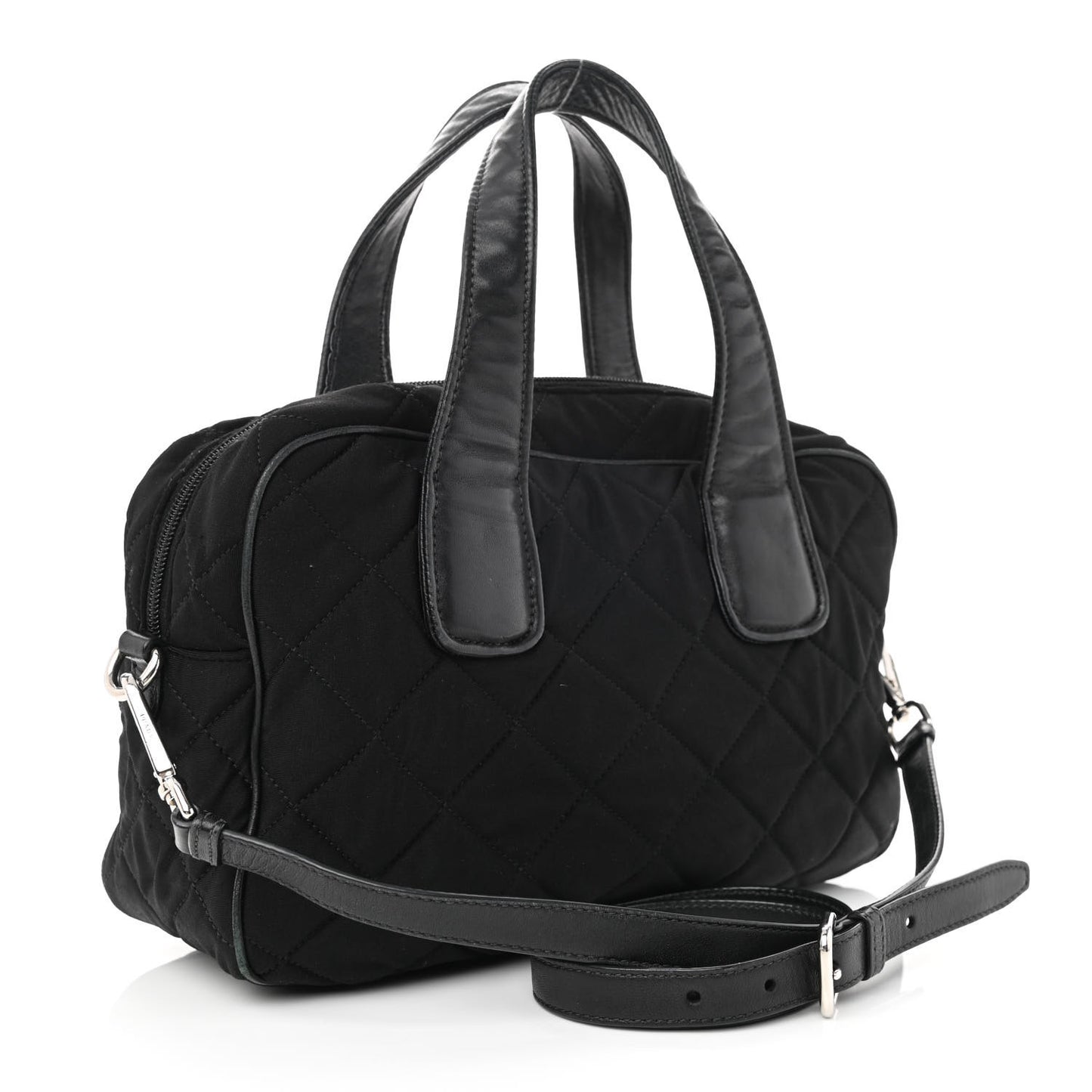 Nylon Tessuto Impuntu Quilted Bowler Black