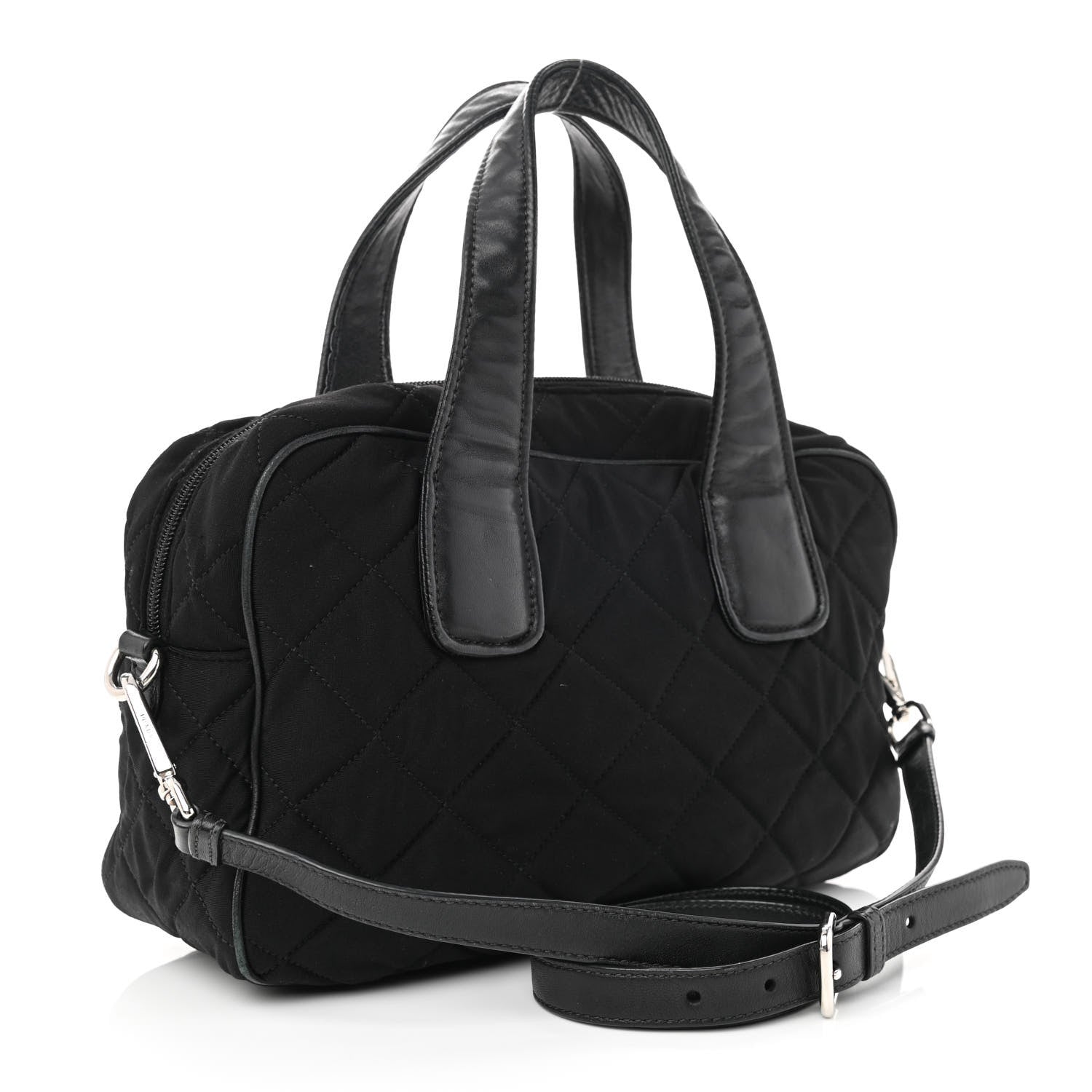 Prada Nylon Tessuto Impuntu Quilted Bowler Black 3 of 9