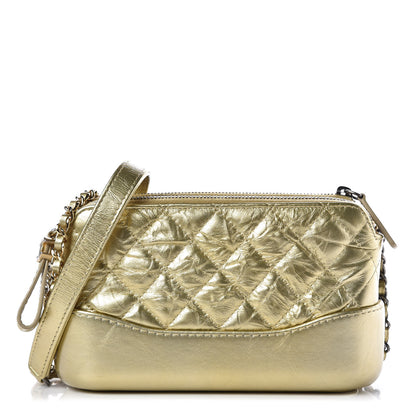 Chanel Metallic Aged Calfskin Quilted Small Gabrielle Clutch With Chain Gold 1 of 13