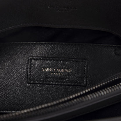 Saint Laurent Sheepskin Matelasse Chevron Monogram Medium College Bag Asphalt 6 of 10