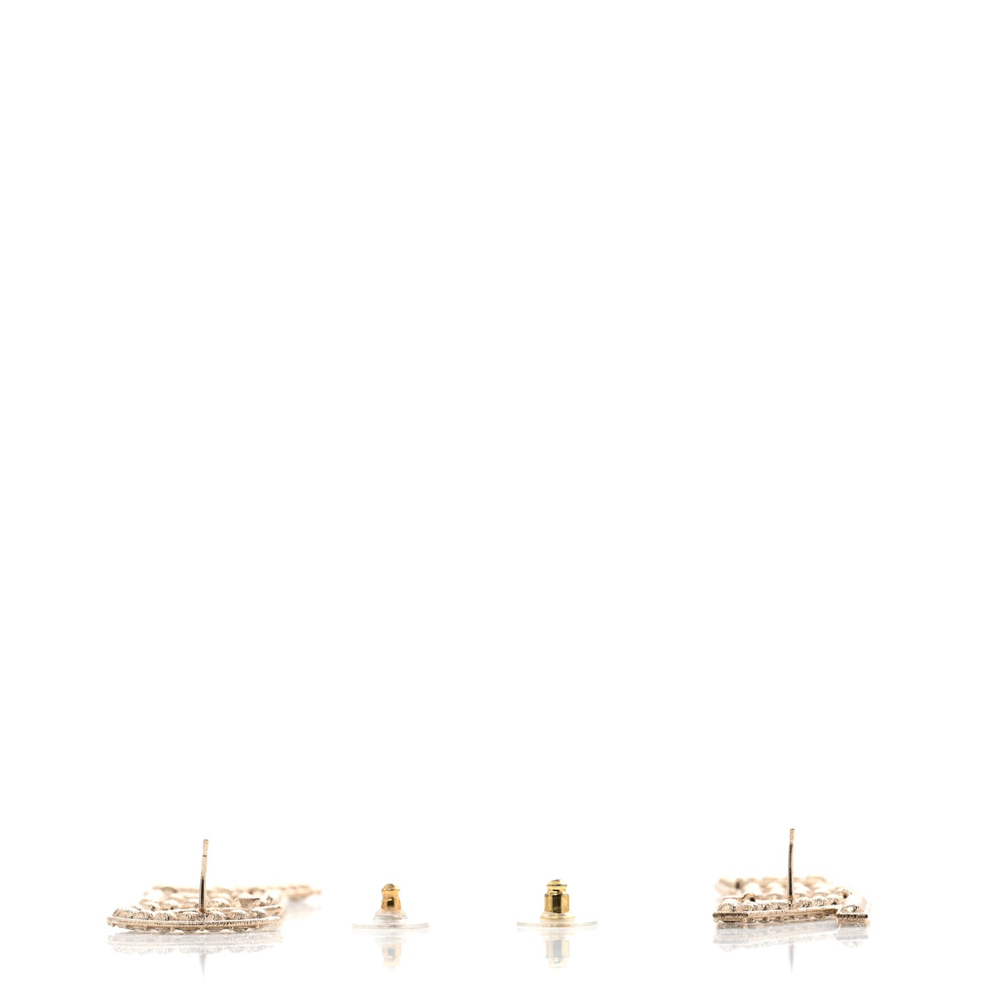 Crystal Cha-Nel Logo Drop Earrings Gold