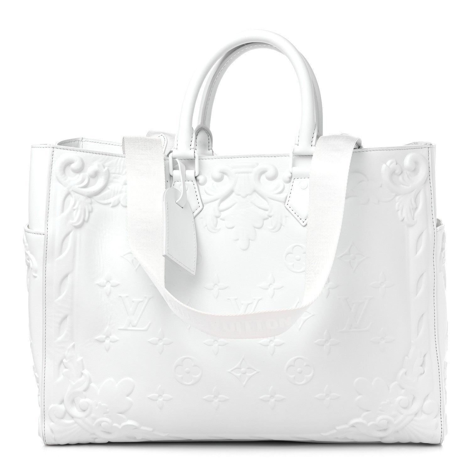 Louis Vuitton Calfskin LV Ornament Sac Plat 24H Optic White 1 of 10