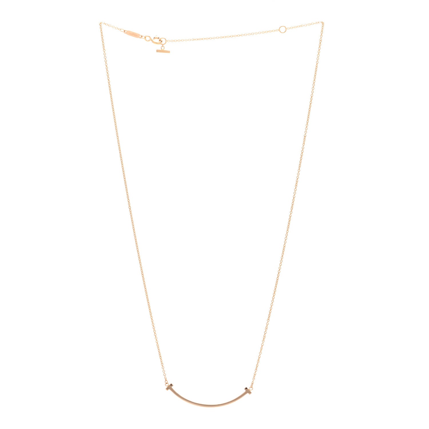 Tiffany 18K Rose Gold Small T Smile Pendant Necklace 2 of 5