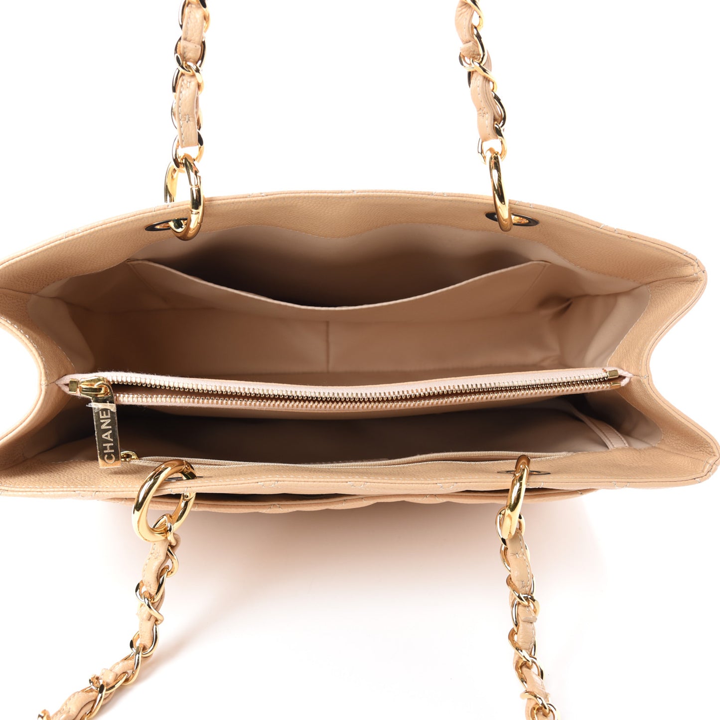 Caviar Quilted Grand Shopping Tote GST Beige