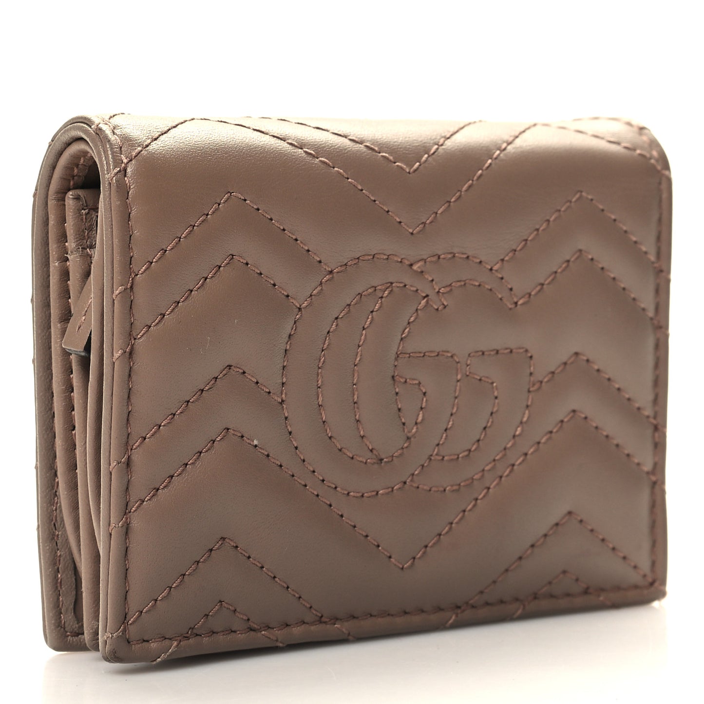 Calfskin Matelasse GG Marmont Card Case Porcelain Rose
