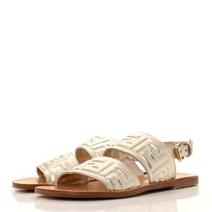 Fendi Metallic Nappa FF Embossed Slingback Slide Sandals 35 Gold 3 of 7