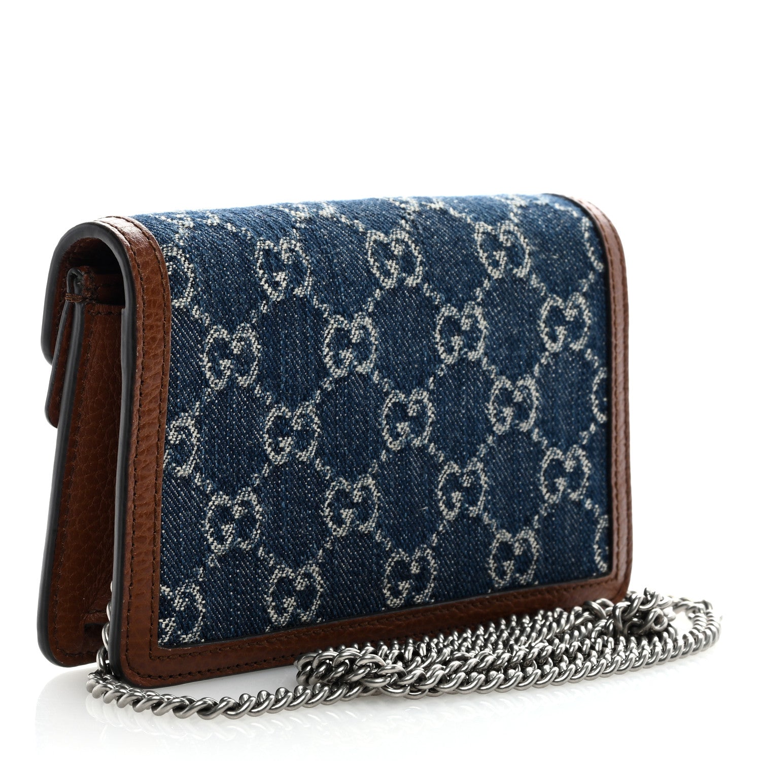 Gucci New Denim GG Monogram Dollar Calfskin Enamel Super Mini Dionysus Shoulder Bag Blue Tea Cuir Epilog Electric Blue 2 of 8