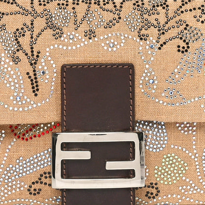 Fendi Linen Crystal Floral Beaded Baguette Beige Multicolor 7 of 11