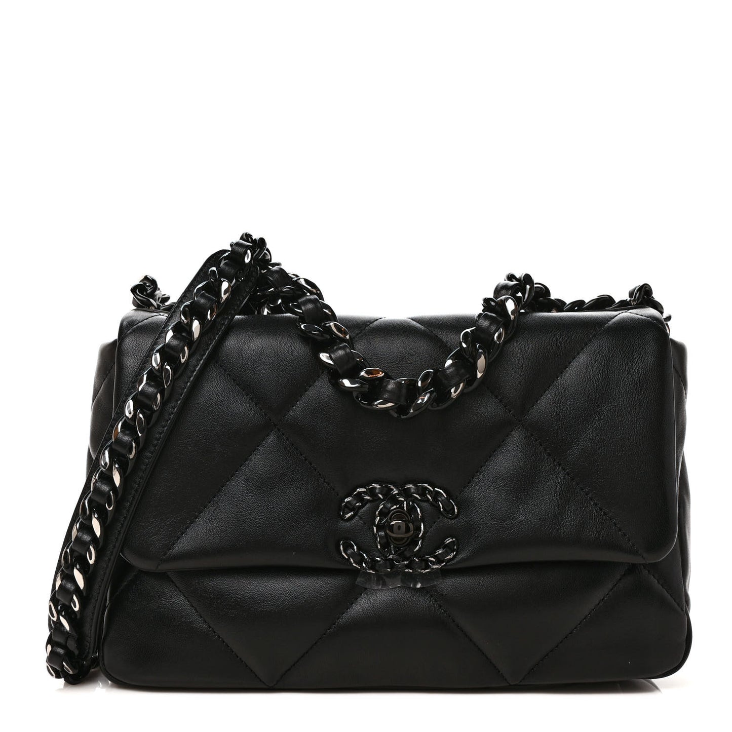 Lambskin Quilted Medium Chanel 19 Flap So Black