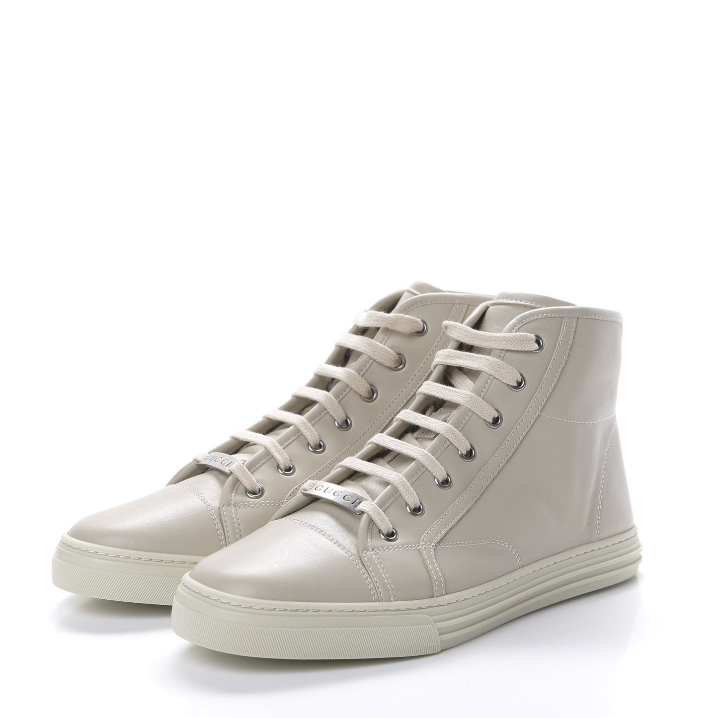 Calfskin Womens High Top Sneakers 40 Mystic White