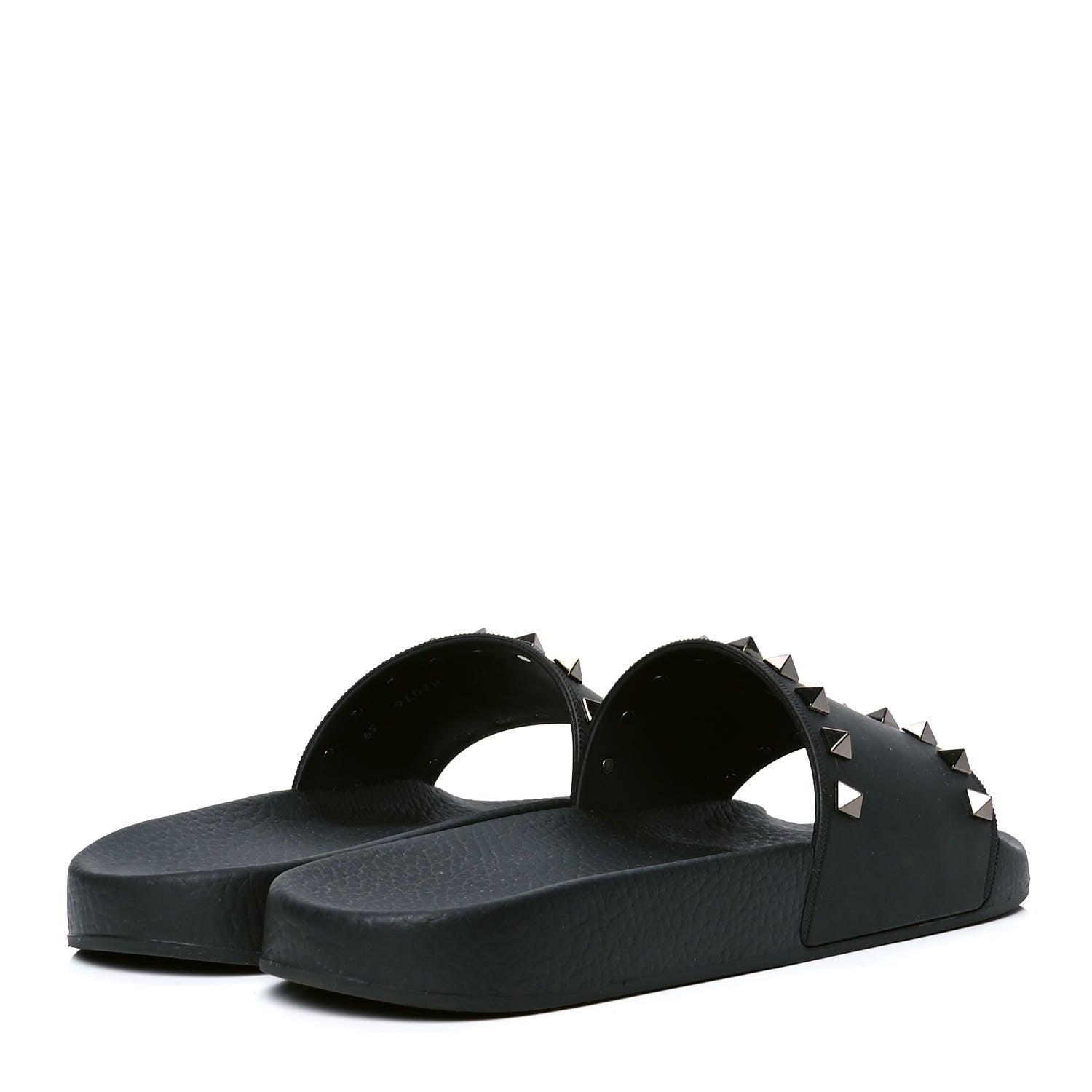 Valentino Garavani Rubber Rockstud Slide Sandals 39 Black 3 of 4