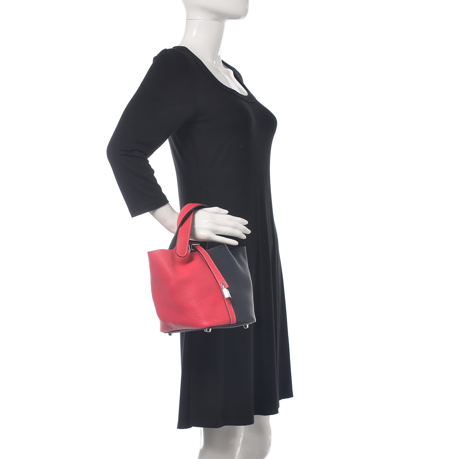 Hermes Taurillon Clemence Casaque Picotin Lock 18 PM Rose Extreme Bleu Nuit 2 of 10
