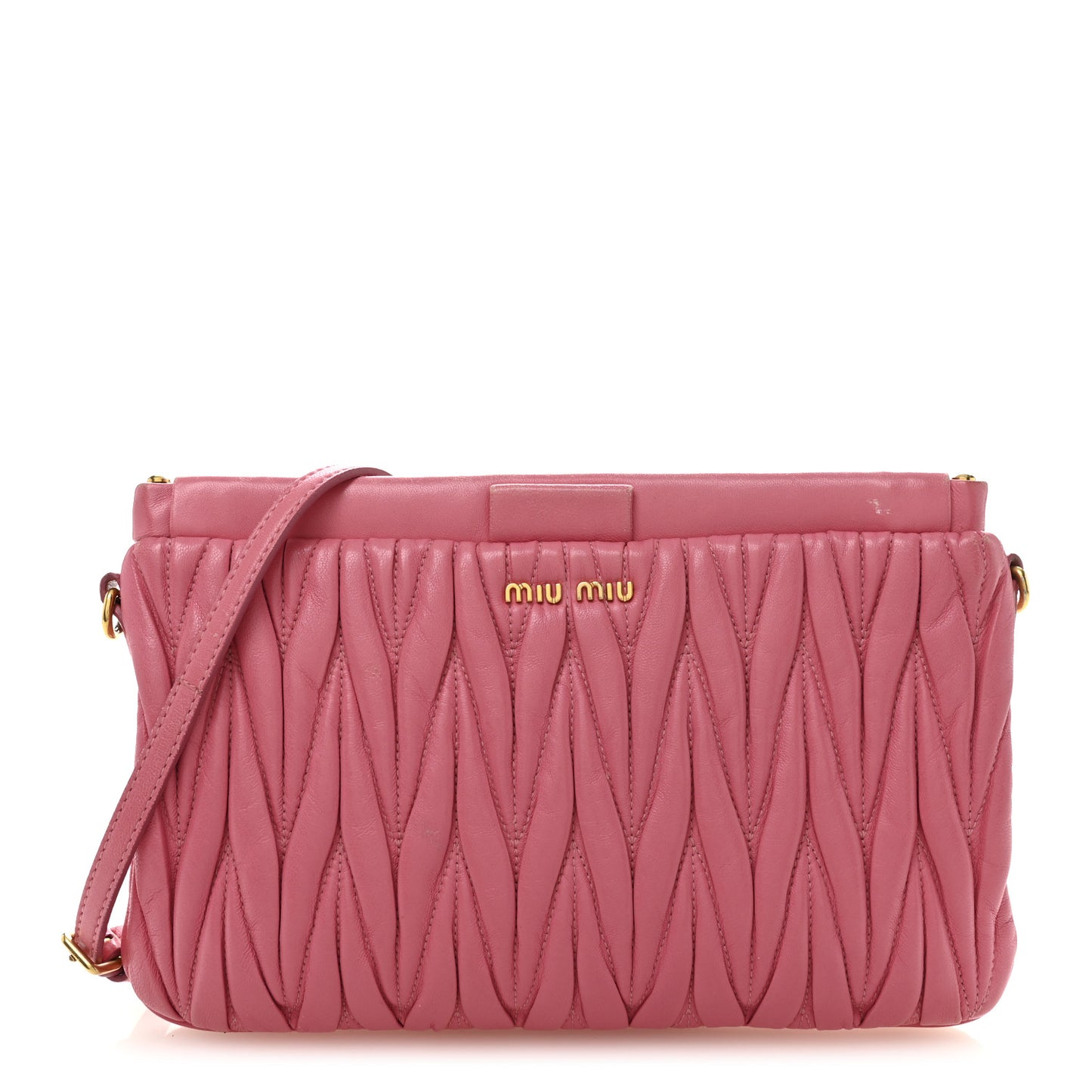 Nappa Matelasse Crossbody Clutch Pink