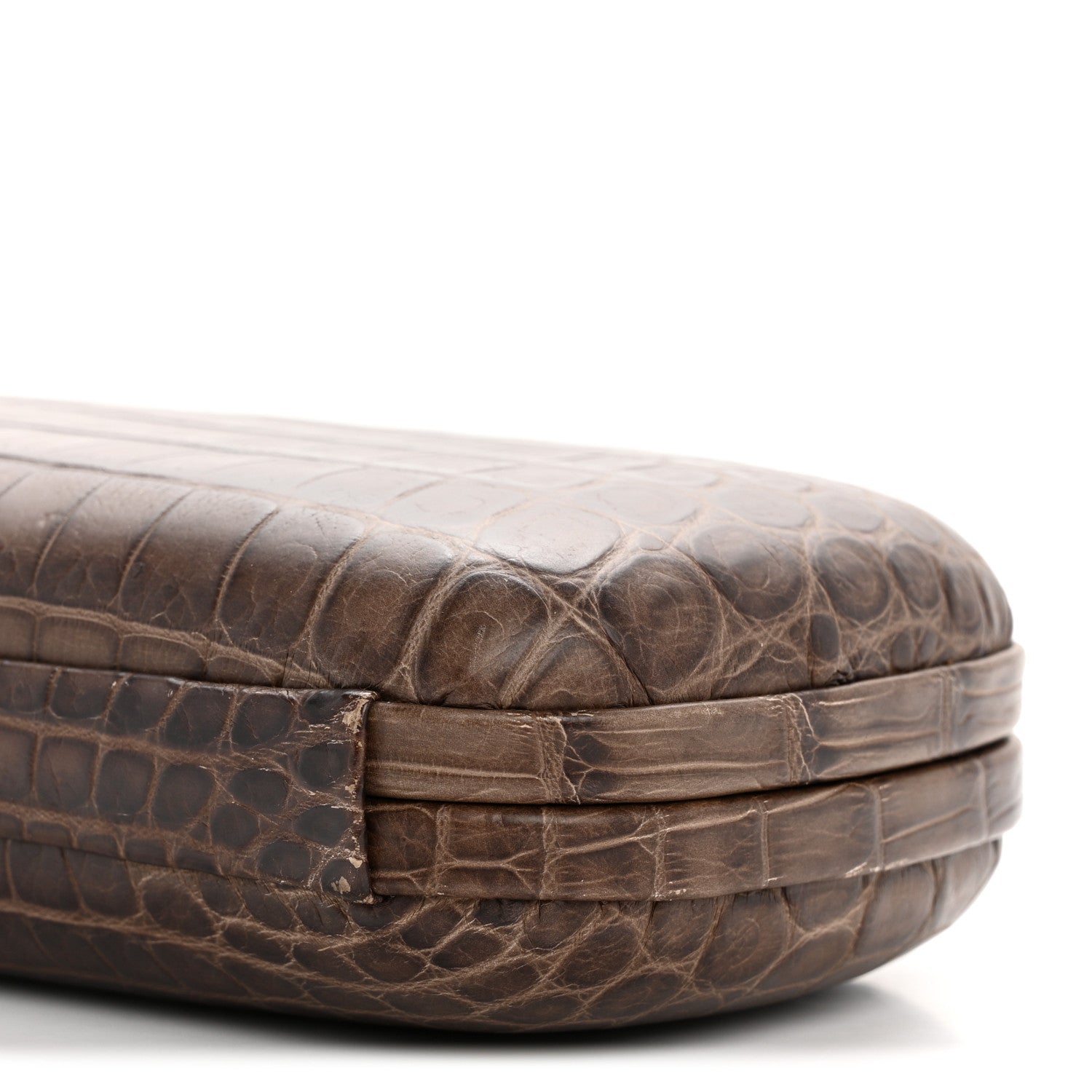 Bottega Veneta Crocodile Stretch Knot Clutch Brown 9 of 12