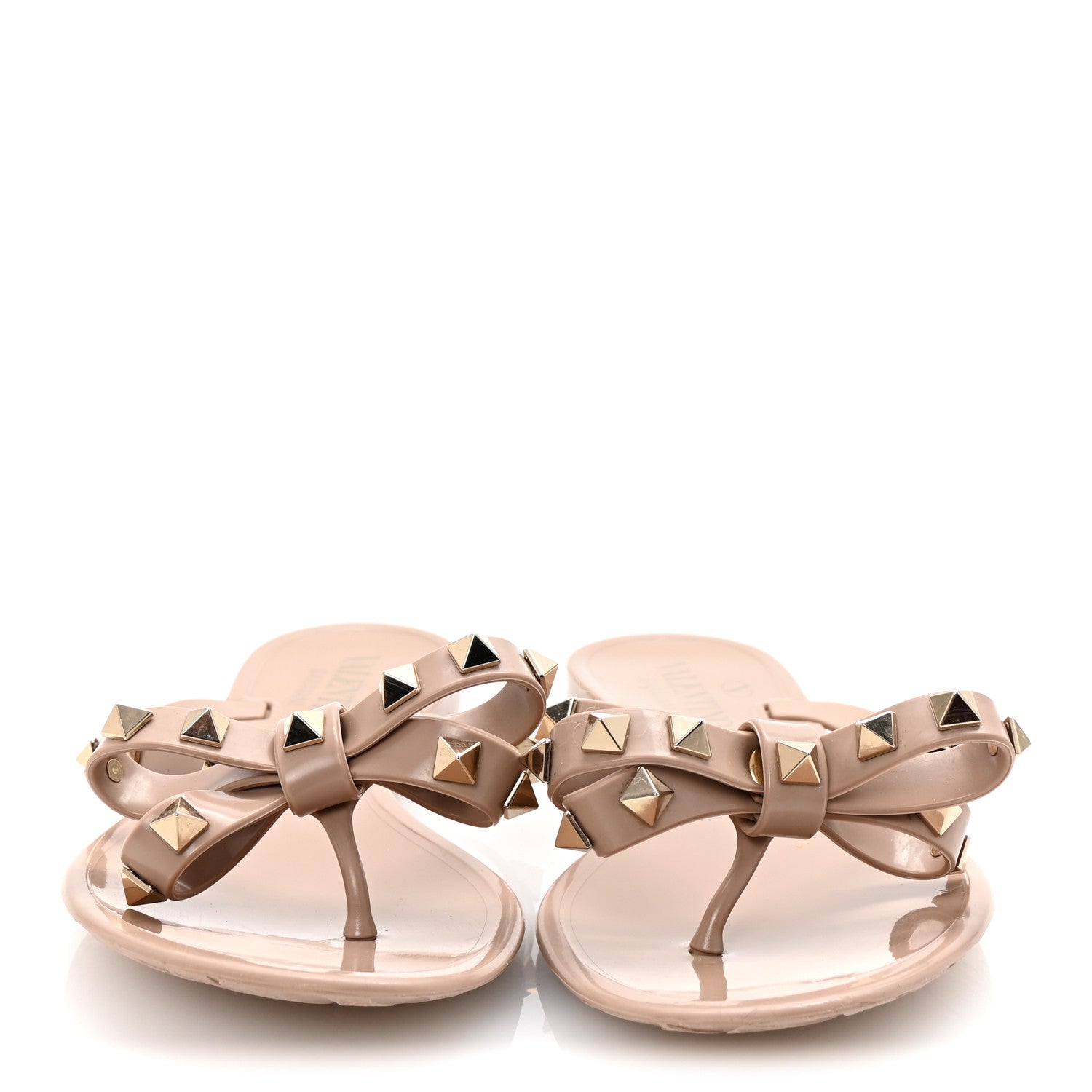 Valentino Garavani PVC Jelly Rockstud Bow Thong Sandals 35 Poudre 3 of 9