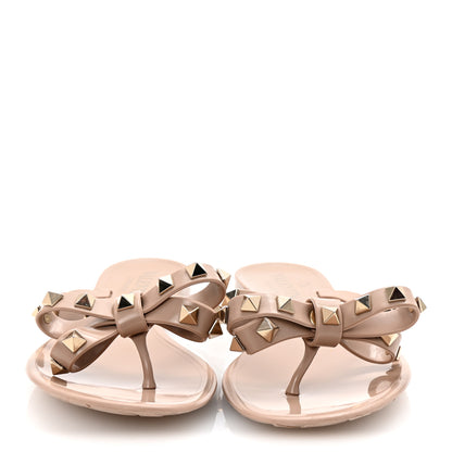 Valentino Garavani PVC Jelly Rockstud Bow Thong Sandals 35 Poudre 3 of 9